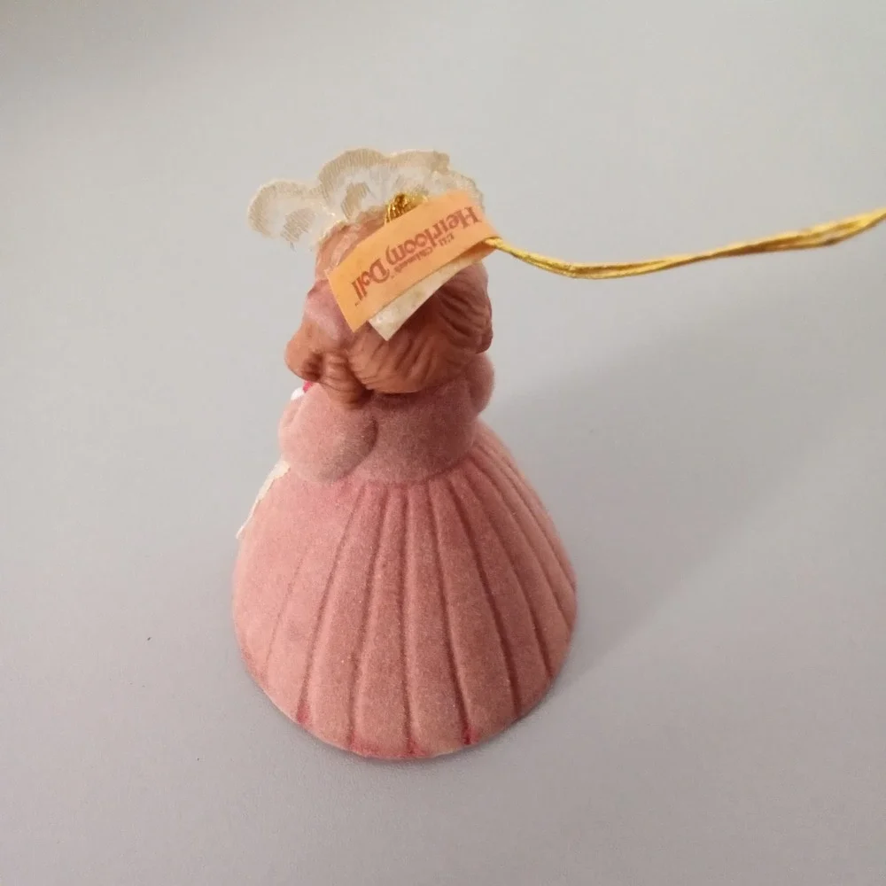 Vintage Jasco Lil Chimers Heirloom Doll Porcelain Bell Ornament Pink Girl Doll